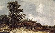Jan van Goyen Cottages with Haystack by a Muddy Track. painting
